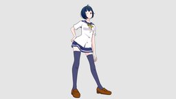 Hayashi Chiori (OC) original, manga, uniform, bluehair, schoolgirl, seifuku, girlcharacter, character, girl, anime