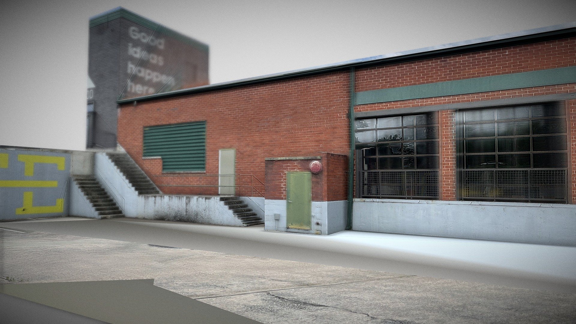Model was created from photos in Metashape. Then Remodeled in SketchUp and textures were reprojected back onto model.

Raw Model before SketchUp Reconstruction
https://skfb.ly/ooqUT - Warehouse Front - Buy Royalty Free 3D model by Marc Sawyer (@whitewashstudio) 3d model