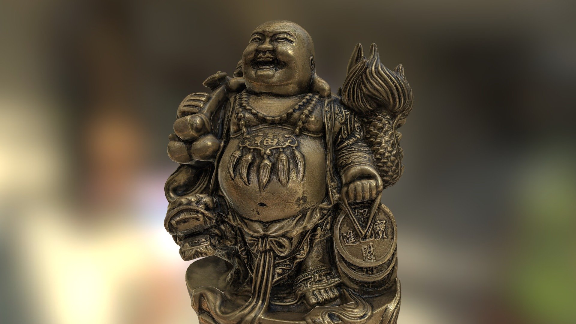 High resolution photo-realistic gold buddha statue. Created using 
photogrammetry 3d model
