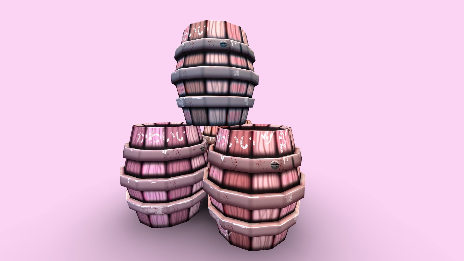 So kawaii! - Painted Barrels-  Kawaii Barrels UwU - 3D model by Lucas Street (@FWlucasstreet) 3d model