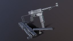 MAT 49 : French Submachine-gun france, submachinegun, weapon, textured, history, gameready, french-army