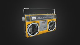 1980 Radio graffiti, boombox, hiphop, cassette-player, heroprop, cartoon, game, radio, noai