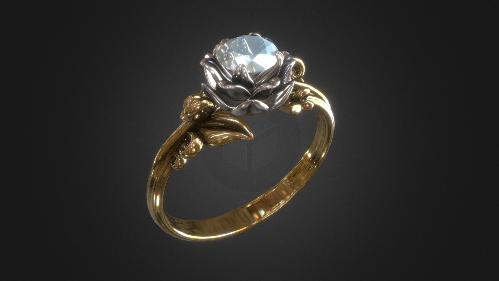 Flower engagement ring - 3D model by inceptum 3d model