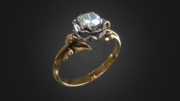 Flower engagement ring jewel, diamond, desing, 3dprinting, jewelery, engagment, inceptum, ring, gold