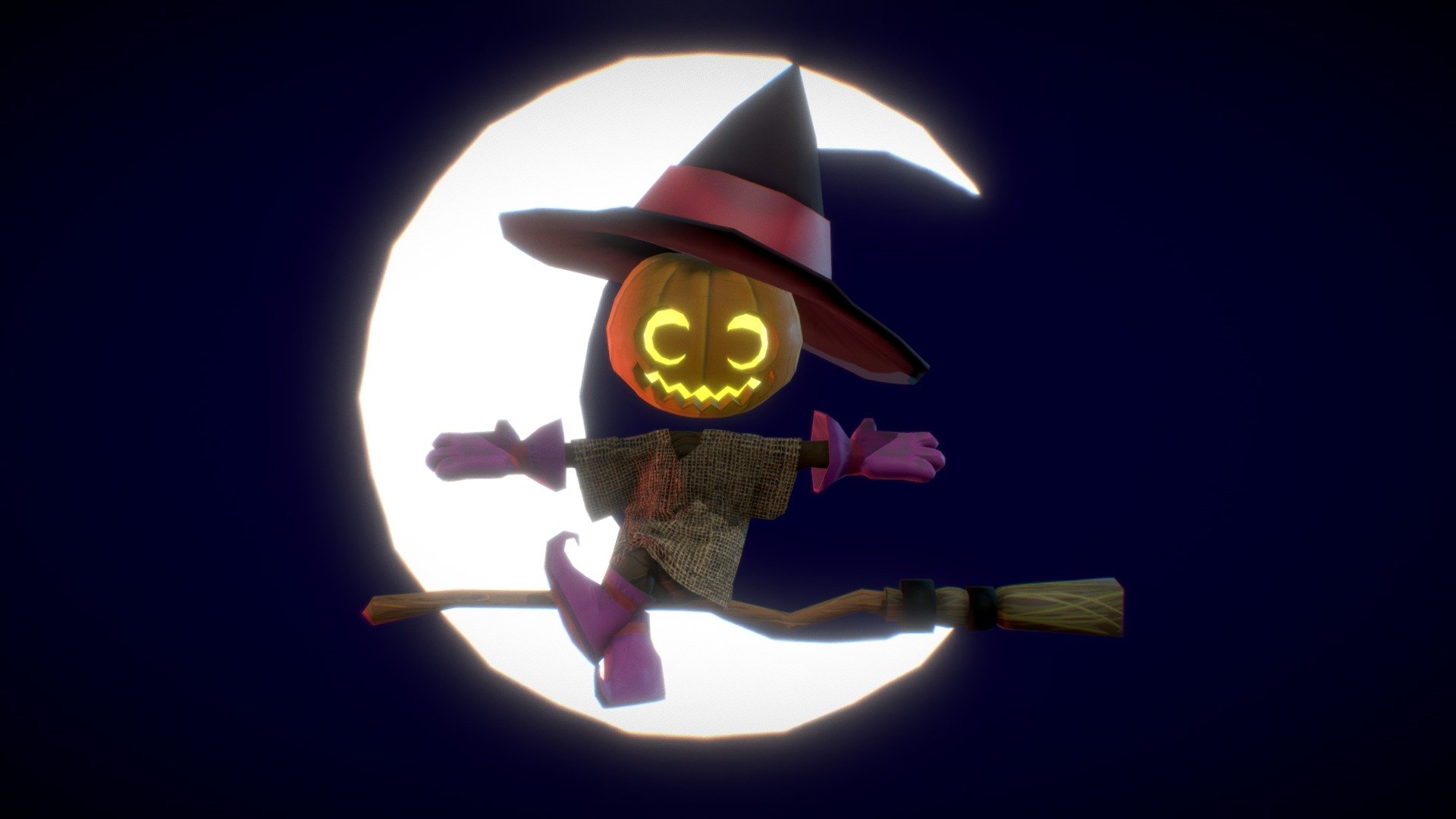 I challenged myself to make a full animated model in the week before Halloween using nothing but Blender.
So I came up with this pumpkin witch concept and spent all week working on it, midst other college projects. 

Hope you all like it! And please ask me before using it in other projects 3d model