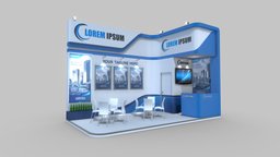 3d exhibition stand 014 stand, expo, event, stall, exhibition, booth, 6x3m