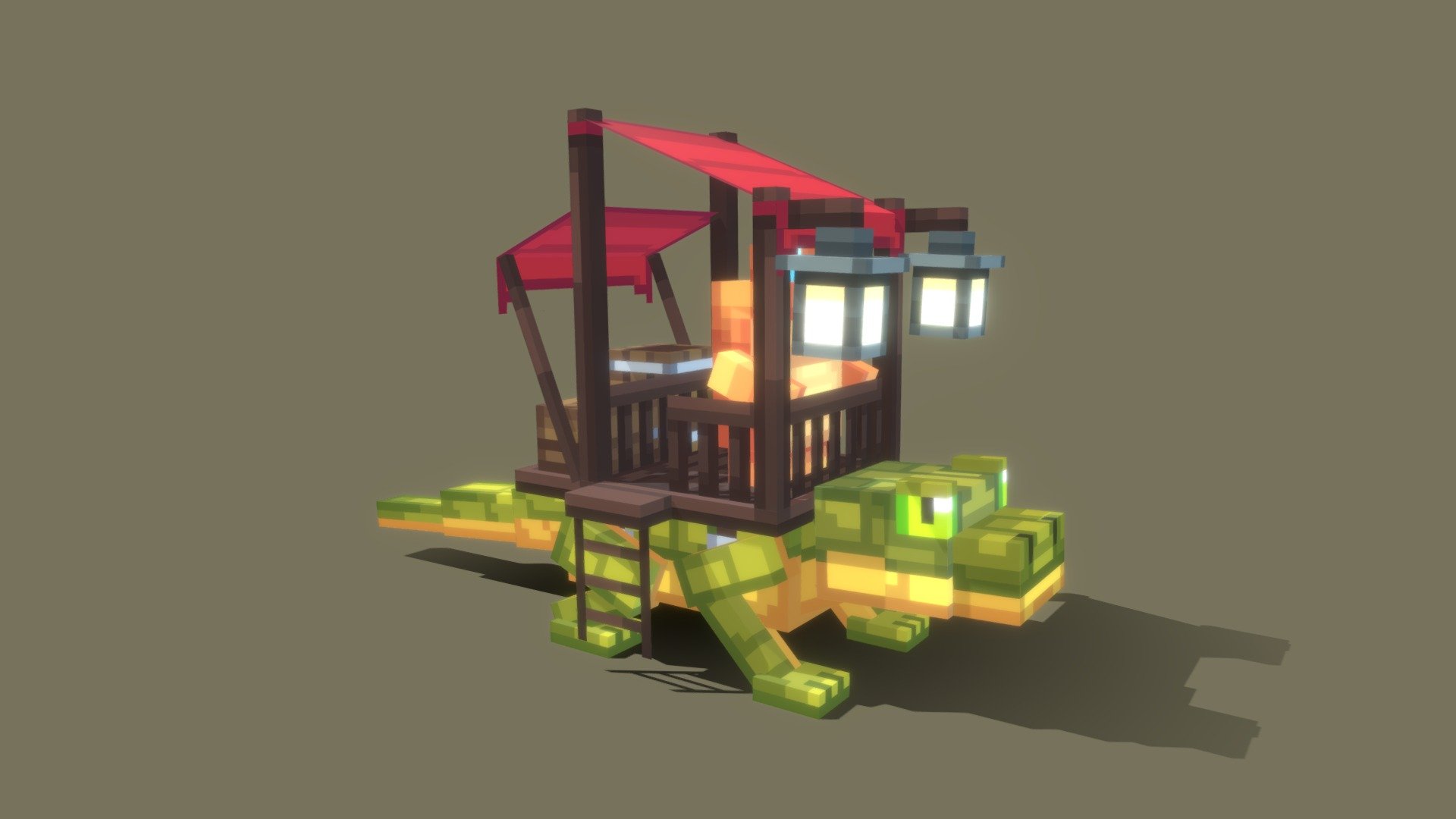 This is one of my latest 3D models made in blockbench. I hope you like it! - Frog Wagon - 3D model by Fyrtarn (@ArtistFyrtarn) 3d model