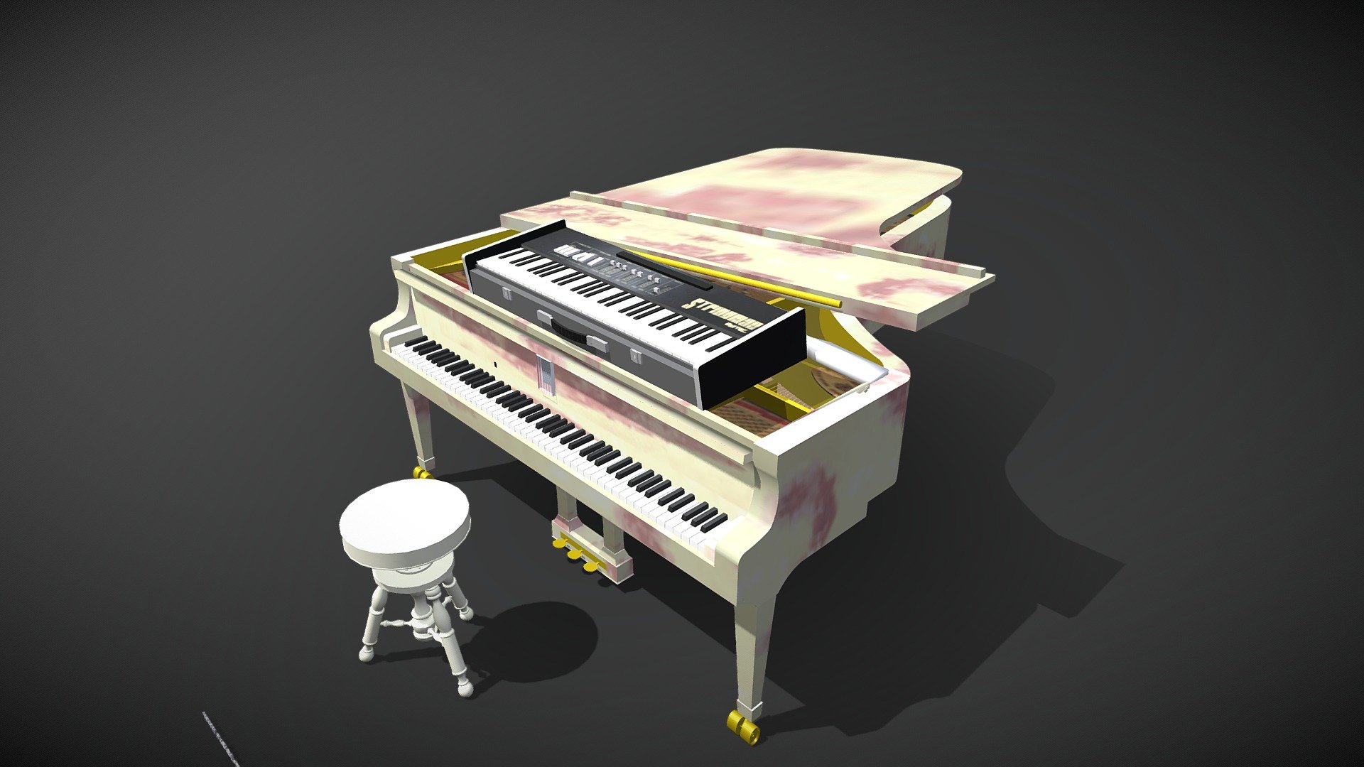 Neil played the baby grand piano with the Stringman synthesizer mounted on top at his solo shows in 2014.

More: https://www.rusted-moon.com - Baby Grand Piano with Stringman Synth - 3D model by Rusted Moon (@rusted-moon.com) 3d model