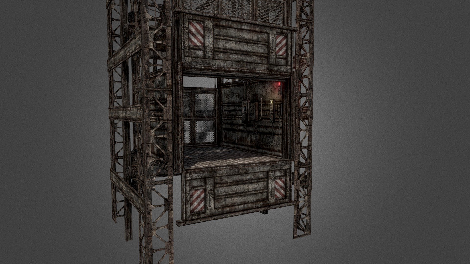 An old, but functional freight elevator.
Tools used: Maya, Photoshop, Quixel nDo - Freight Elevator - 3D model by Max Ramirez (@variantpolygon) 3d model