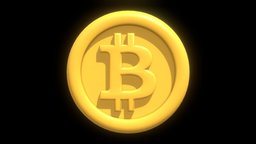 Bitcoin or BTC Crypto Coin with cartoon style coin, money, bitcoin, token, currency, crypto, golden, cash, eth, futures, btc, ethereum, cryptocurrency, blockchain, cartoon, 3d, technology, modelling, gold, gold-coin
