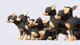 Low Poly Chihuahua Dog doggie, cute, dog, small, pet, mexican, tiny, canine, chihuahua, lowpoly, house, animal, chihuahueno, best-friend, little-chihuahua