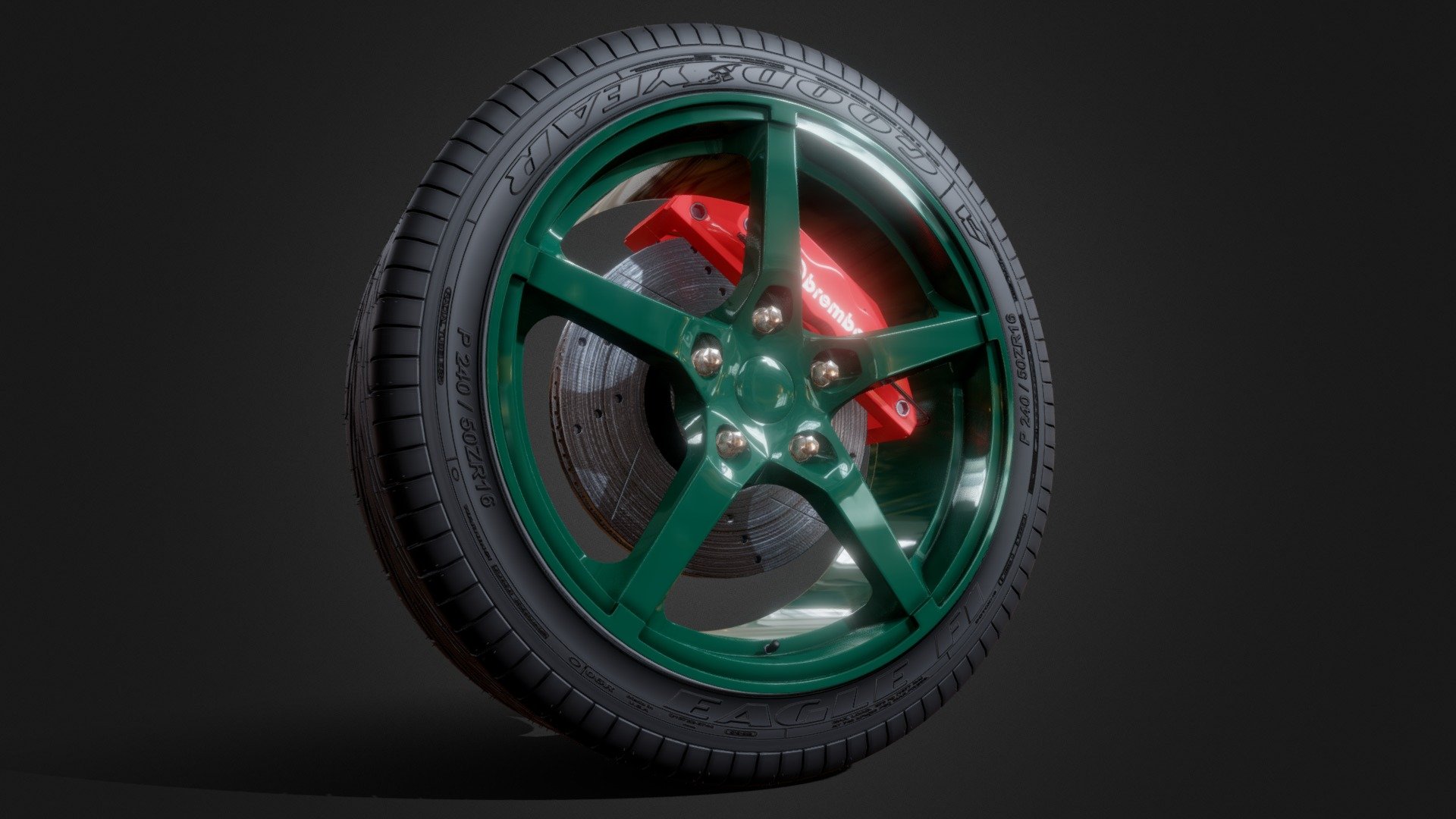 I have prepared an aluminum disc from me design for your cars. The car wheel is also ready with a Brembo brake 3d model
