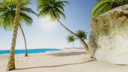 Beach |Baked| VR Ready augmentedreality, unreal, vr, virtualreality, realistic, beach, palmtree, virtual-reality, vrready, vrmodel, unity, game, 3d, 3dsmax, blender, blender3d, stone, gameasset, rock, gameready