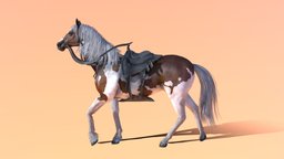 Horse Walkcycle animated pet, saddle, cowboy, horses, rider, horseman, horse, animal, walk, animation