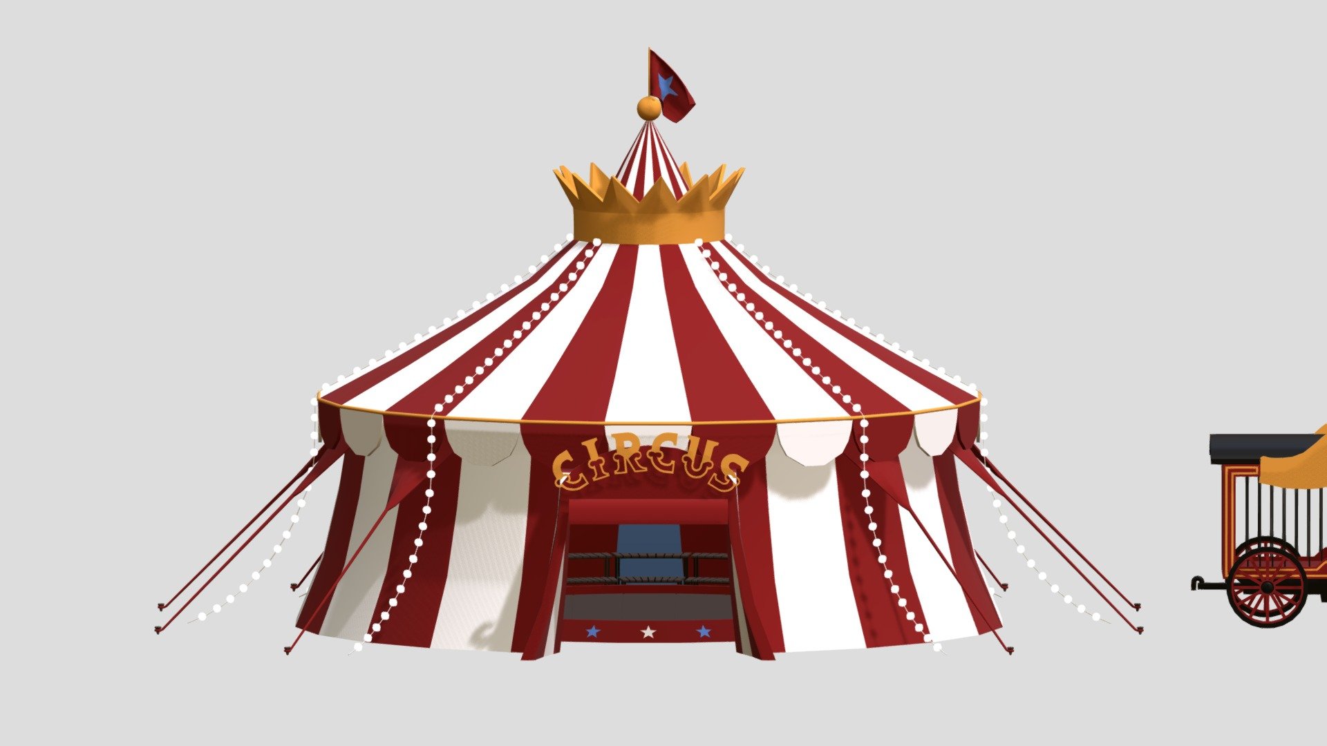 Hello everyone !

I am pleased to present this circus that will blend into any decor of this style! You can integrate this 3d model into all your games or animations and create a unique decor of which only you have the secret ! This pack contains:

Tent
Tightrope
Benches
Vans (pet, artist)
Ticket stand
Balloon stand
Popcorn
Unicycle
Canon
Shooting target
Juggling accessories
Balloon balance
Barrel and box
In fact, everything you see in the images above. Let yourself be carried away by your imagination ! Enjoy !

Made with blender - Circus - Buy Royalty Free 3D model by ApprenticeRaccoon 3d model