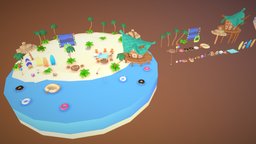 3D Casual Props Beach prop, obj, casual, game, 3d, lowpoly, layerlab