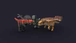 Dinosaurs 1 dinosaurs, lowpolymodel, blockbench, minecraft, 3d, art, lowpoly, animal, 3dmodel, pixel, pixelart