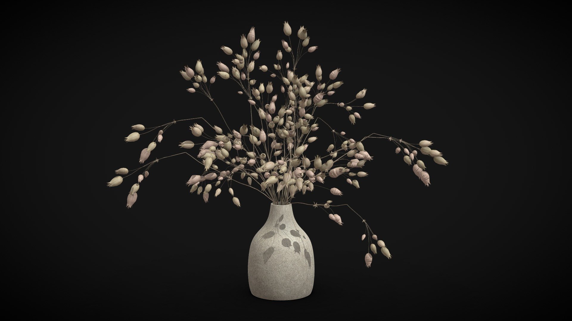 Dried grass flowers in a beige ceramic vase.

Specification:




Model is in a real scale

Height: 60cm

Polygons: 120056

Verticles: 138338

Only Quads and Triangles used

Formats:




3ds max 2017 V-Ray (native)

3ds max 2017 Arnold

Cinema R20

Cinema R20 V-Ray

Blender Cycles

Unity 2020

Unreal Engine 5.1

FBX

OBJ

DWG
 - Dried Grass Flowers I - Buy Royalty Free 3D model by Fusemesh 3d model