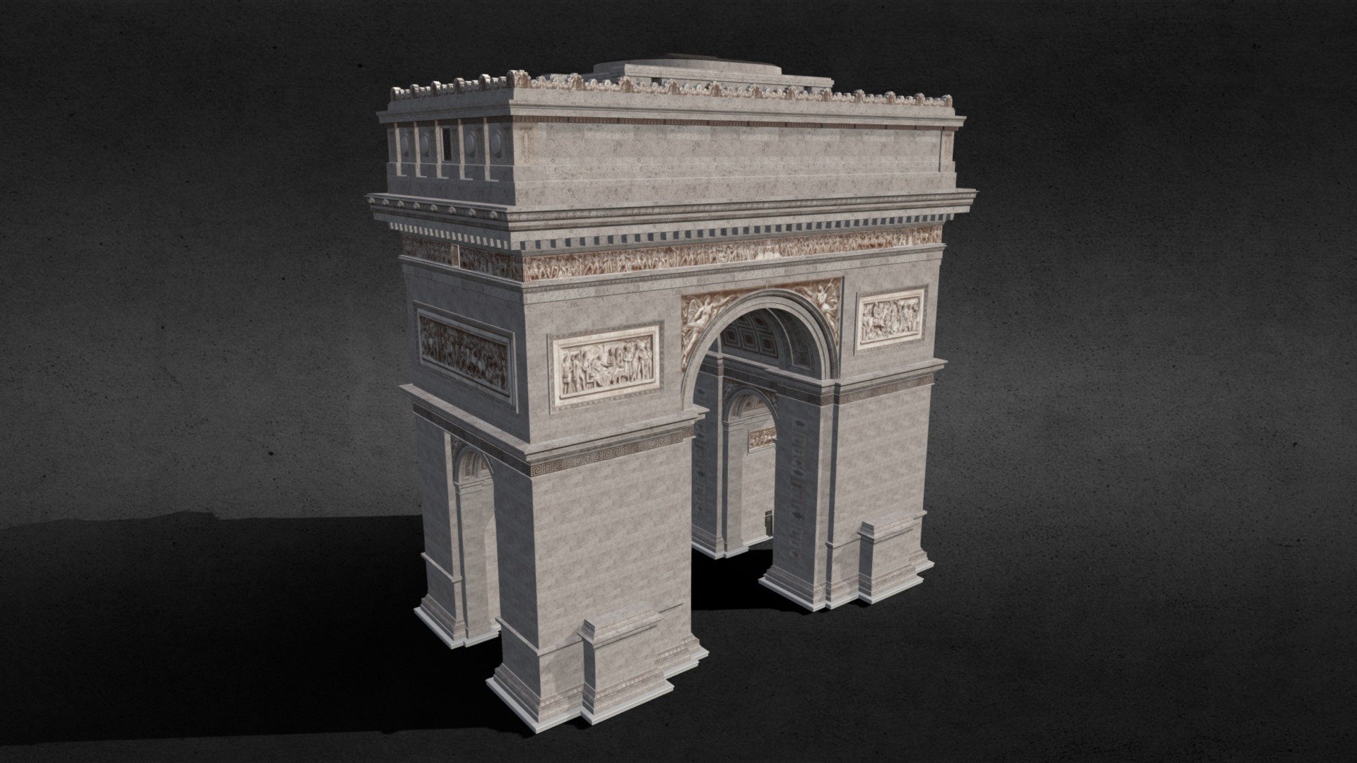 Modelo del Arco del Triunfo de Paris en formato FBX con texturas 3d model