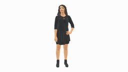 Woman in black dress 0192 style, people, fashion, clothes, dress, miniatures, realistic, woman, outfit, character, 3dprint, model, scan, black