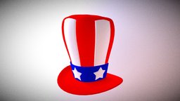 4thJuly hat, holiday, blender-3d, 4thjuly, selebration, lowpoly