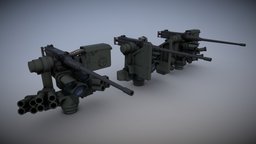 M153 CROWS II (GREEN) armored, game-ready, low-polly, game-model, crows, weapon, game, military, usa, gun, m153
