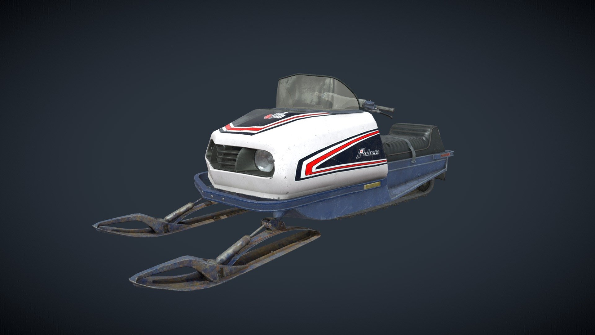 This snowmobile is a 1976 Polaris 250 Colt SS - Old Polaris Snowmobile - 3D model by Digital_Bacon 3d model