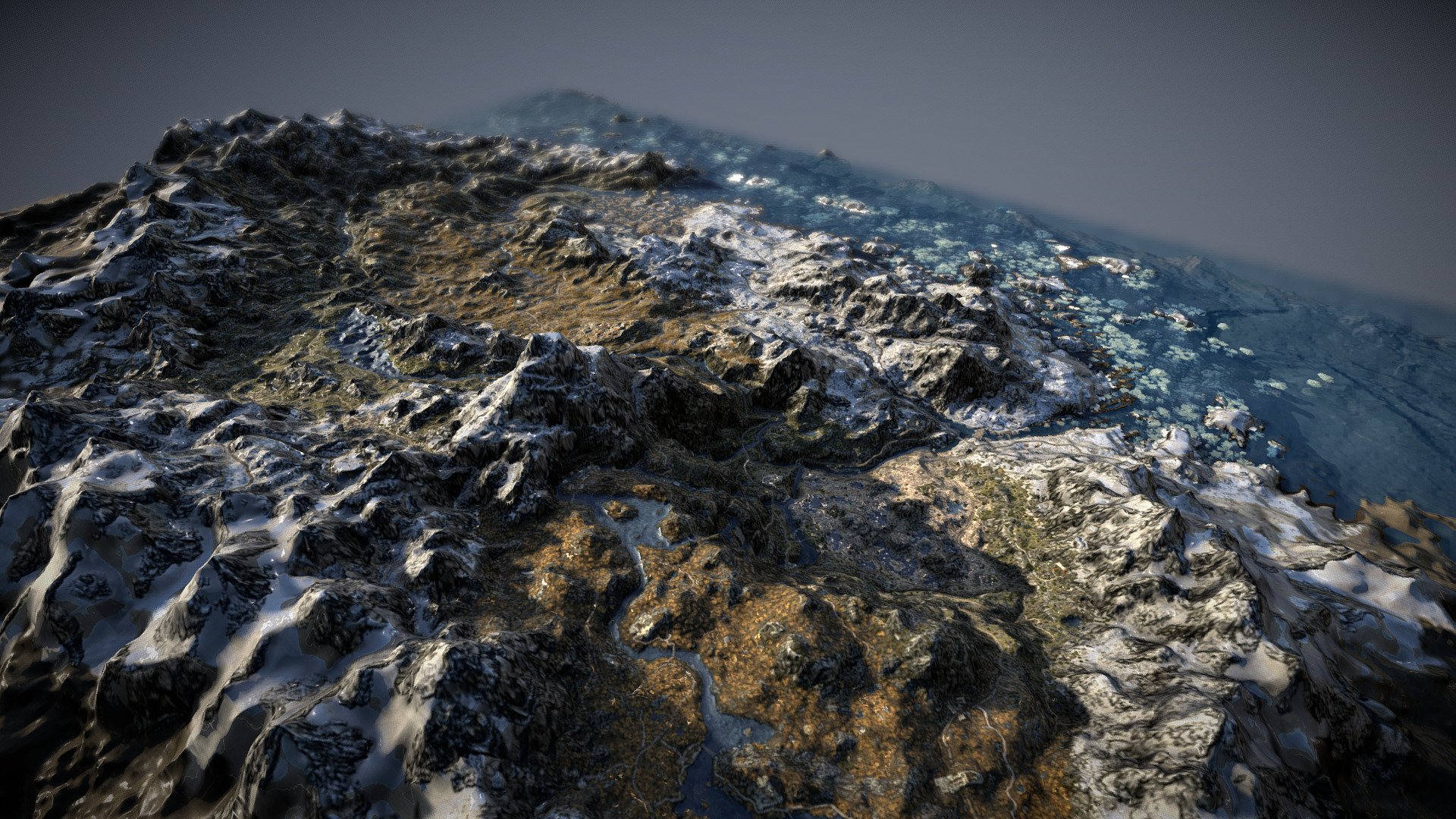 A 3d terrain map of Skyrim from the game The Elder Scrolls V: Skyrim - Skyrim 3D Map - 3D model by v7x 3d model