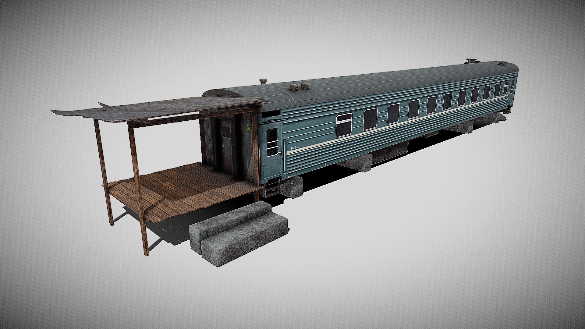 Abandoned house made from a train car. The game model is perfect for the background. The model has no interior 3d model