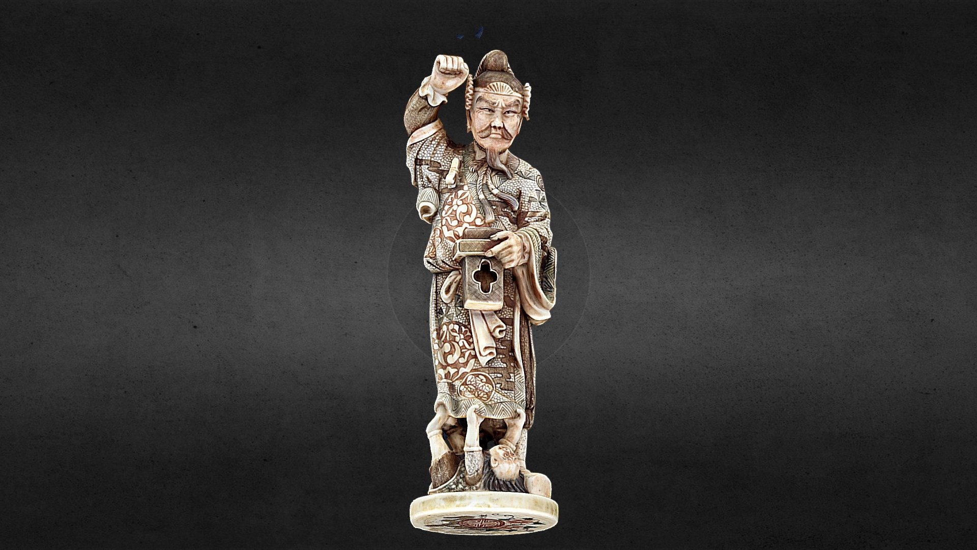 Antique Chinese carving of a preist and demon.

Created in RealityCapture by Capturing Reality from 225 images 3d model