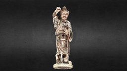 Antique Chinese ivory man. demon, bone, ivory, antique, carving, asian, chinese, preist, realitycapture