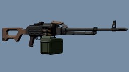 Low-Poly PKM rifle, soviet, heavy, russian, machinegun, general, russia, machine, large, belt, pkm, purpose, fed, gpmg, low, poly, gun, 762x54mmr