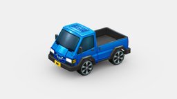 Cartoon light truck cart truck, toy, minivan, cart, vechicle, cargo, lowpolymodel, car