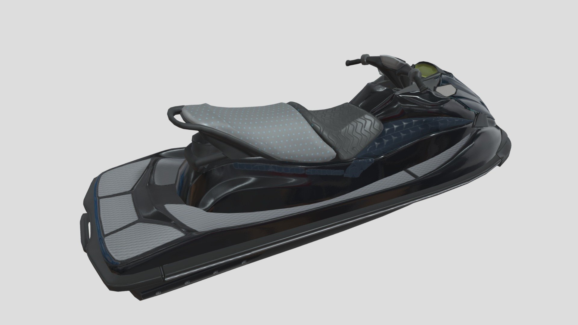 3d model of a Jetski. Perfect for games, scenes or renders.

Model is correctly divided into main parts. All main parts are presented as separate parts therefore materials of objects are easy to be modified or removed and standard parts are easy to be replaced.

TEXTURES: Models includes high textures with maps: Base Color (.png) Height (.png) Metallic (.png) Normal (.png) Roughness (.png)

FORMATS: .obj .dae .stl .blend .fbx .3ds

GENERAL: Easy editable. Model is fully textured.

Vertices: 14.1 k Polygons: 13.2k

All formats have been tested and work correctly.

Some files may need textures or materials adjusted or added depending on the program they are imported into 3d model
