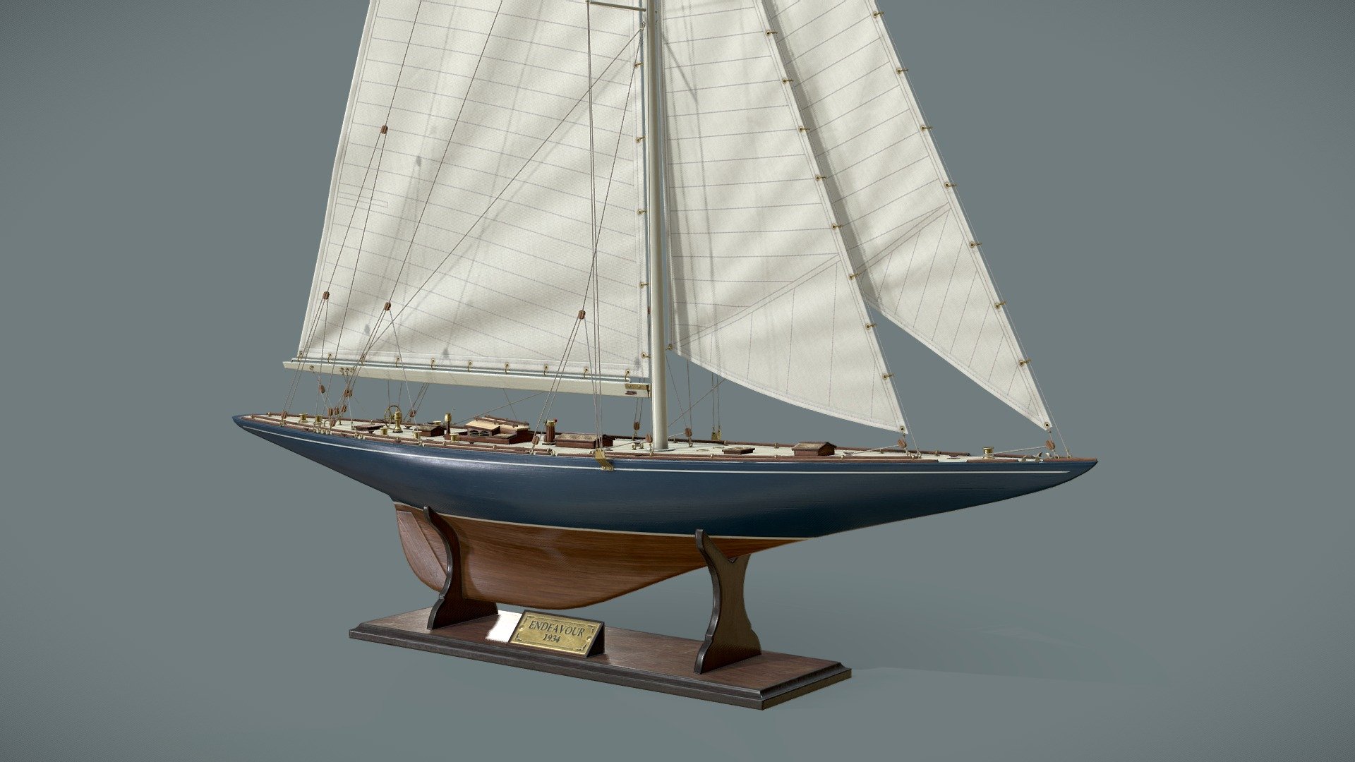 This is the low poly model of 1934 J-class sailboat Endeavour, America's Cup challenger 3d model