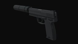 USP-S Low Poly semi, 9mm, ready, hk, usp, realistic, pistol, auto, csgo, usp-s, supressed, tarkov, low, poly, stylized, gun