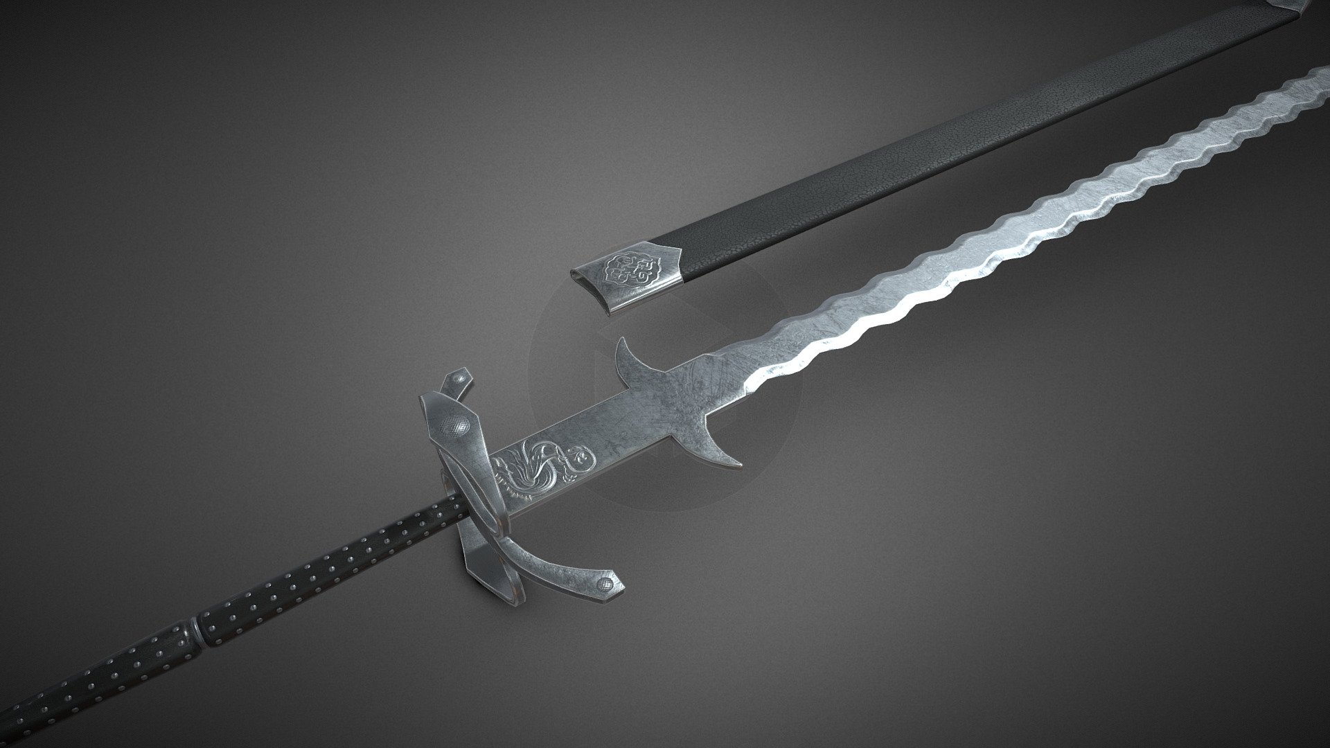 Game ready two-handed greatsword. 

Length : 151cm - Two-Handed Flamberg - 3D model by VVS (@virtualvantage) 3d model