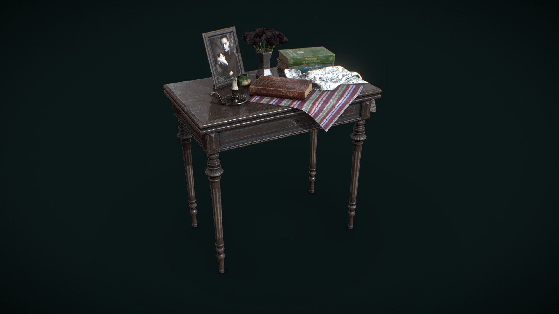 This table is suitable for an interior with a very oppressive and frightening atmosphere - an old table with objects - Buy Royalty Free 3D model by pavlovichevzet 3d model