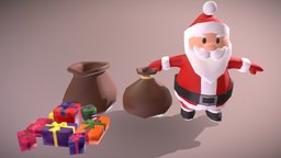 Santa Claus with Presents winter, packaging, santa, bow, xmas, bag, christmas, gift, holiday, surprise, birthday, box, father, santaclaus, present, package, celebration, various, character, decoration, fantasy