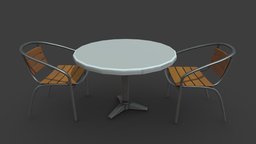 Stylized Table And Chairs bench, seat, table, park, outdoor, chair, city