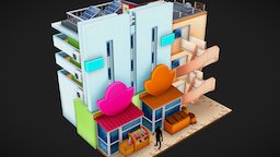 Low poly shop building store, gamedev, shadeless, lowpolymodel, low-poly-house, cartoon-house, cartoon-gameasset-gamemodel, flatmap, low-poly, cartoon, lowpoly, gameart, gameasset, house, building, shop