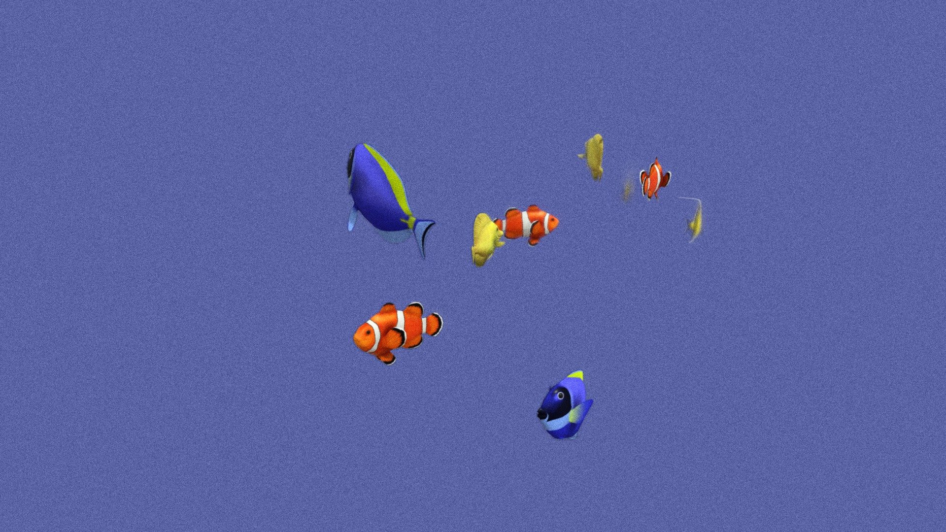A looping Animation of Swimming Tropical Fish in School.

See this 3D model in action, and more models like it, in this collection of free augmented reality apps:

https://morpheusar.com/ - Animated Swimming Tropical Fish School Loop - Download Free 3D model by LasquetiSpice 3d model