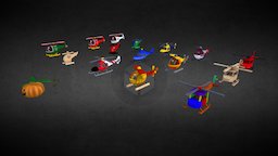 AR ReadyToy Helicopter Pack toy, airplane, painted, vr, ar, aircraft, game-ready, handpainted, game, 3dsmax, art, gameart, hand-painted, low, poly, air, gameasset, gamemodel, helicopter, handpainted-lowpoly, gameready