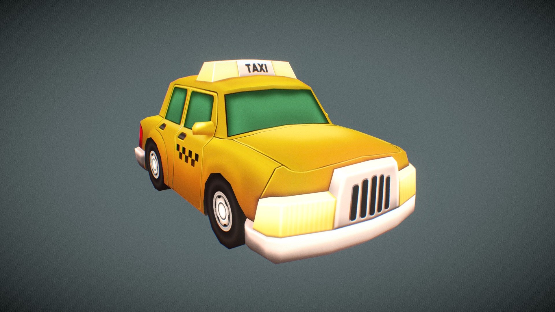 Low poly cartoon taxi. Modeled in Blender, textured in Photoshop 3d model