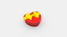 Cartoon red heart-shaped gift box