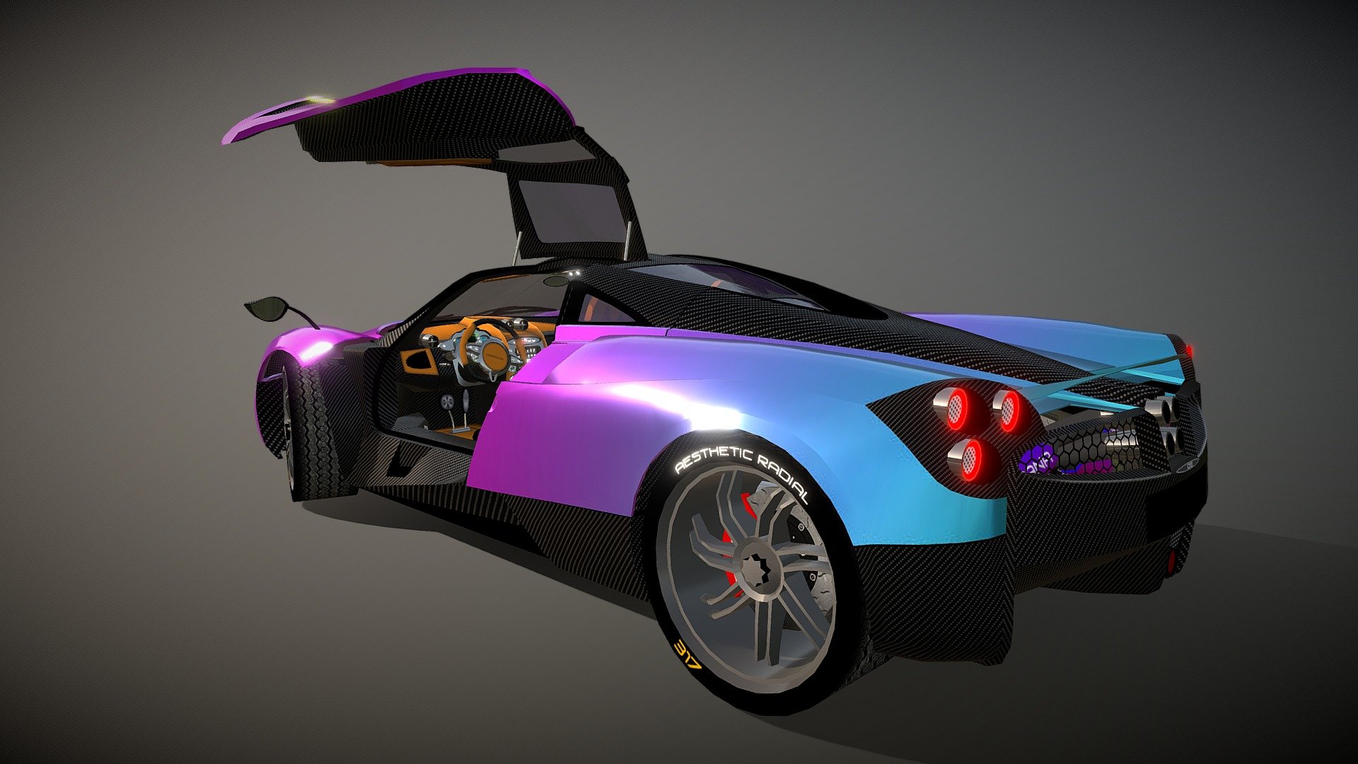 Low poly model for mobile game with interrior and moving parts
35 objects
16.5k verts
28k triangles
16.5k polygons
Textures 256x256 to 2048x2048
Created in blender3d 2021, Photoshop 2021 - Pagani Huayra - 3D model by OG Cars (@zigzag977010) 3d model