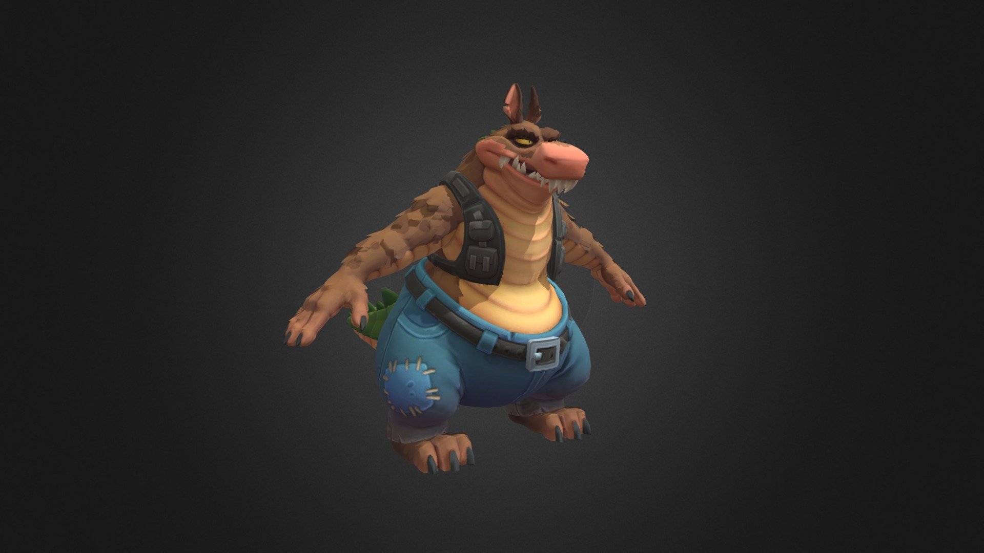 Dingodile Model From Crash 4 Its About Time, Model Ripped by robowil 
I do not own the model, Original Model owned by Toys For Bob, Airborn Studios and Activision
I Uploaded this because there wasn't any Offical models of Dingodile on Sketchfab to use as reference for art, so I took matters in my own hands 3d model
