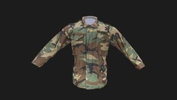 M65 Woodland U.S military jacket jacket, camo, woodland, m65, 3dscan, military, cgnscande