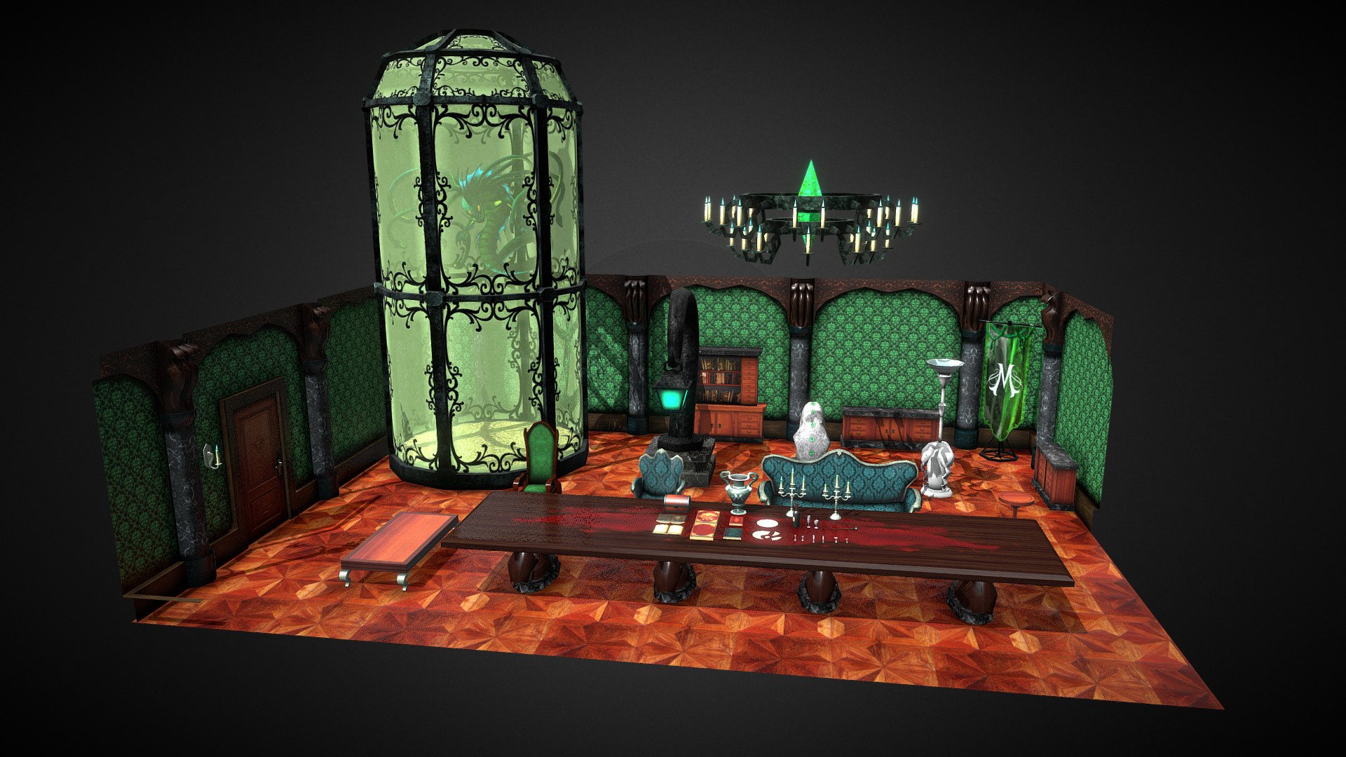 See more on my ArtStation : https://www.artstation.com/artwork/Lq5nr

Some props of the Malfoy Manor I made for my Harry Potter end of the year Project.
(2017, Maya, photoshop) 3d model