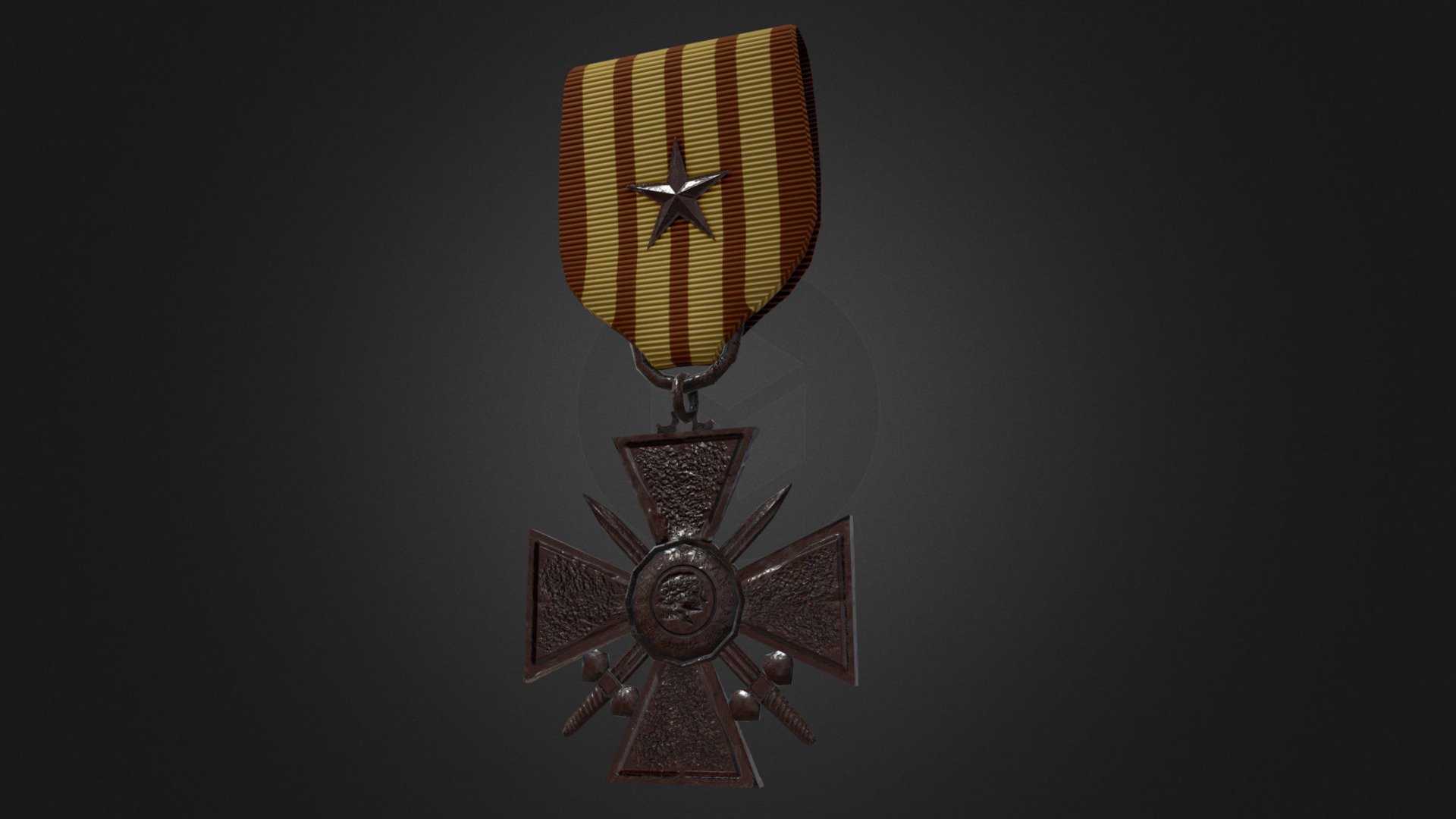 One of three (and the hardest) commission pieces done for Second Life. Always open for quotes

First time properly using Substance Painter - Croix De Guerre 1939, given to brave souls who fought along side the allies during WW2.

Some areas aren't as accurate as I'd like them to be due to having to work around an issue in photoshop (had to mess about with the UV a little, so there's a tiny bit of weirdness). That said, this has been an important breakthrough in my workflow and I've finally entered the realm of PBR.

Whilst I do own (and quite like) Quixel, its shortcomings are mostly performance based, whereas Substance does very well in this case. The thing with Substance is pinpoint accuracy is at a loss along with important things like proper brush scaling on both U and V. I've yet to check out the latest version of Substance though. A better PC might also be in order! - [Commission] Croix De Guerre 1939 Medal - 3D model by zoxin 3d model